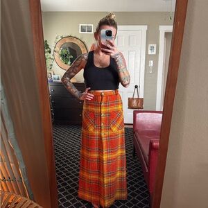 Vintage Wool Plaid Maxi Skirt
